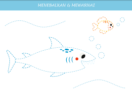 menebalkan gambar ikan hiu di laut