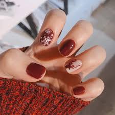 square red press on nails snowflake