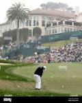 Ernie Els of South Africa chips to the eighth green during the ...