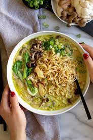 mushroom miso ramen noodle soup