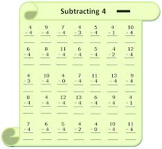 Worksheet On Subtracting 4 Questions Based On Subtraction