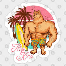 We are constantly expanding our services to new games. Swole Doge Chilling On The Beach Hey King Pink Doge Sticker Teepublic