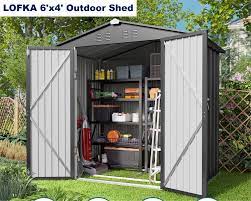 lofka 6ft x 4ft metal garden shed for