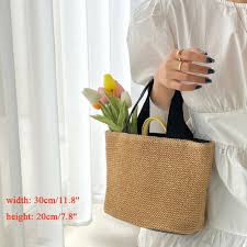 women straw woven tote bag handbag