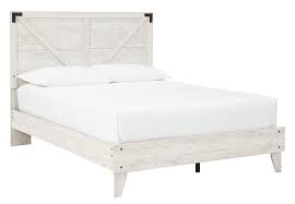 Shawburn Whitewash Wood Full Paltform Bed