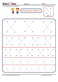 pre letter x tracing worksheet in