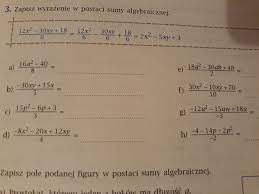 Zapisz wyrażenie w postaci sumy algebraicznej. II gimnazjum zad. 3 str. 41  - Brainly.pl