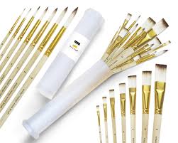 artist painting brush set flat and