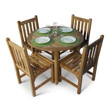 Teak Round Table And 4 Warwick Side Chairs