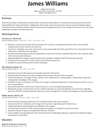 Payroll Administrator Resume Sample Resumelift Com