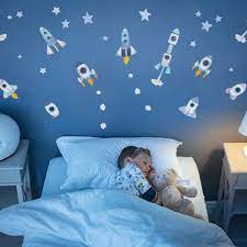 Space Rocket Wall Decals Watercolour
