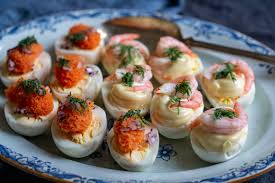 swedish filled egg halves with shrimps