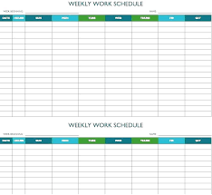 Employee Work Schedule Template Blank Weekly Plan Create Calendar