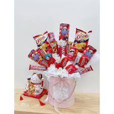 Bó Hoa Bánh Kẹo Siêu Đẹp, Giỏ Quà Tặng Trung Thu, Sinh Nhật, Valentine -  tặng người yêu siêu chất lượng - Bó hoa ăn được