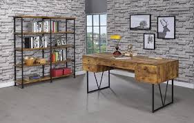 Mainstays wood/metal desk, rustic weathered oak finish: Analiese Rustic Style Writing Desk With Metal Base