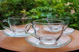 Classic Glass Tea Cups Set Of 3