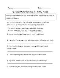 MLA Citation Worksheet  Using Quotation Marks with Dialogue Worksheets