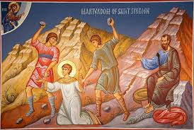 Handmade Mounted Icon The Stoning Of St