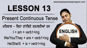 Present Continuous Tense English Grammar In Punjabi Knowledge Of Tense English Tutorial