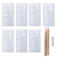 Elcoho 7 Feet Growth Chart Stencil 7 Pieces Kids Height Growth Chart Reusable Ruler Template For Painting On Wood Scale Stencils With 2 Pencil And 1