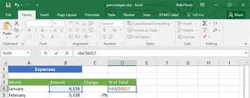 how to calculate percenes in excel