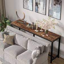 Byblight Turrella 70 9 In Wood Vintage Brown Sofa Table And Industrial Console Table And Narrow Long Sofa Skinny Hallway Table