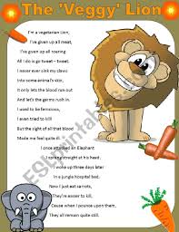 the veggy lion esl worksheet by ali ali
