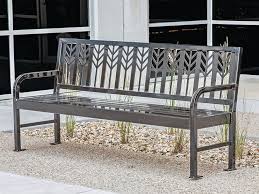 Strap Steel Bench With Ornate Backrest