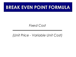 how to calculate break even point