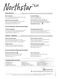 menu for northstar cafe at liberty