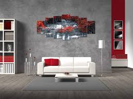 xlarge 7 pieces canvas wall art red
