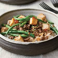 y green bean and tofu stir fry with