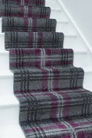 grey purple tartan stair hall mat