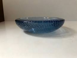 Blue Murano Glass Dish With Air Bubbles
