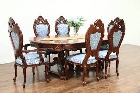 9 pc espresso finish wood dining room table set with solid woods and cherry wood veneers. Baroque Carved Cherry Vintage Dining Set Table 6 Chairs Signed Montalban Vintage Dining Set Cherry Dining Room Sets Wooden Dining Table Designs