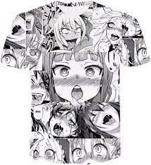 Amazon | 【Blue Hope】アヘ顔 Tシャツ パロディ アニメ モノトーン グラフィック Tシャツ (S) | コスプレ・仮装 通販