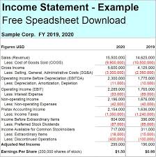 income statement free excel spreadsheet