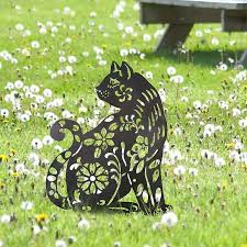 Cat And Rabbit Metal Garden Ornament