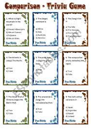 Green card (also known as a permanent resident card) does that. Comparison Trivia Game Cards Esl Worksheet By Gabitza