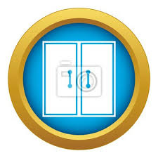 Two Glass Doors Icon Blue Vector