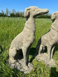 Pair Of Large French Lurcher Statues