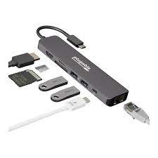 Plugable 7-in-1 USB C Hub Laptop Docking Station, Multiport Adapter with  Ethernet - Compatible with Mac, Windows, Chromebook, Dell XPS and  Thunderbolt 3 - Walmart.com