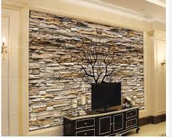 room 3D stone wall trunks silhouette TV ...