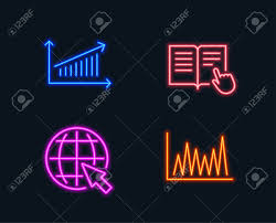 Neon Lights Set Of Chart Read Instruction And Internet Icons