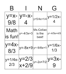 Literal Equations Bingo Card