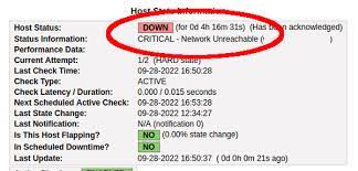 host object in nagios marked as down