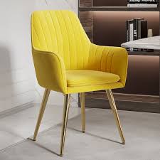 modern dining chair yellow velvet