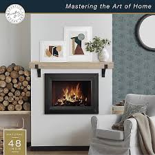 Master Co Modern Floating Fireplace Mantel With Black Metal Brackets Long Floating Shelves For Wall Décor 48 Inches Natural Woodgrain