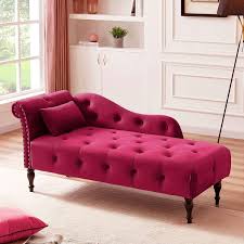 tufted upholstered velvet chaise lounge