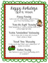 I have based this idea, poems and gifts off of 12 days of christmas by creative papers. Holiday Spirit Week By Simply First Teachers Pay Teachers